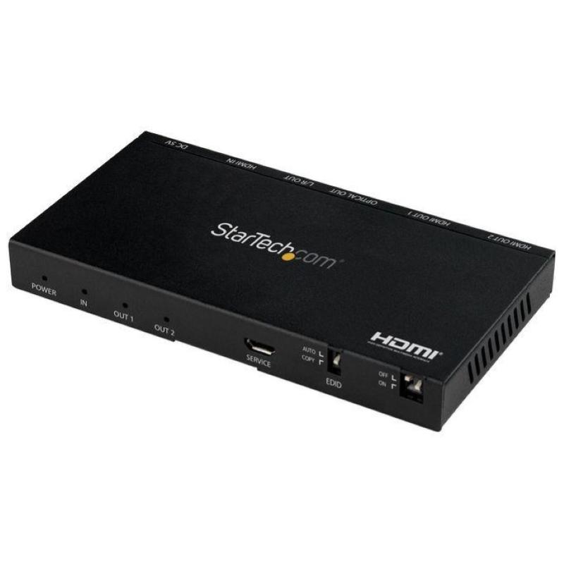 Image of Startech.com sdoppiatore splitter hdmi a 2 porte 4k 60hz con scaler video incorporato