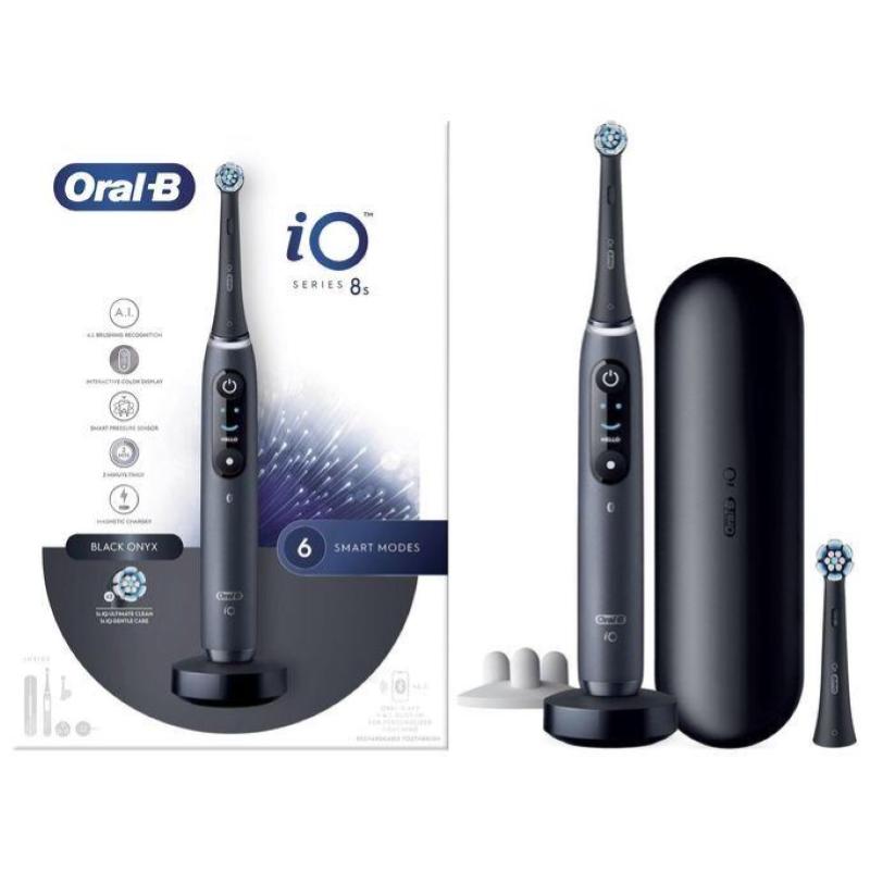 Image of Braun oral-b io 8s spazzolino elettrico 6 modalita` spazzola rotante micro-vibrazioni ricarica veloce 3h magnetico nero