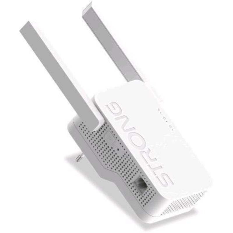 Image of Strong repeater ax 1800 wireless extender dual band 2.4/5ghz wi-fi 6 fino a 1800 mbit/s 1 porta gigabit funziona attraverso la rete elettric e con qualsiasi modem o router bianco
