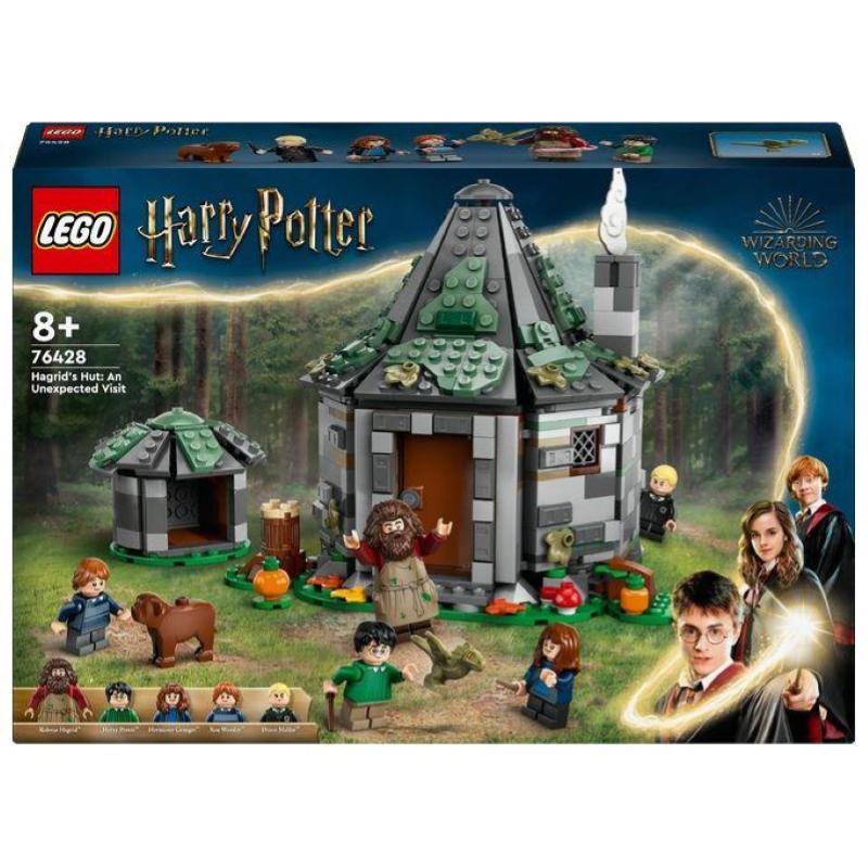 Lego harry potter 76428 la capanna di hagrid: una visita inattesa, giochi per bambini 8+ anni, casa giocattolo con 7 personaggi