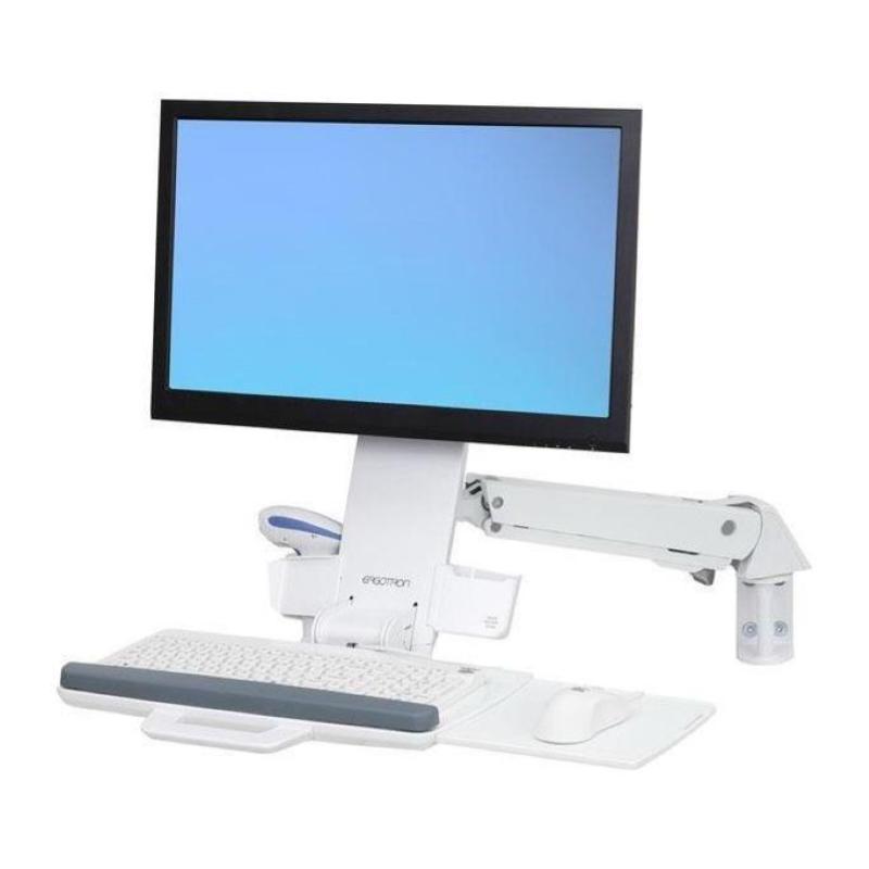 Ergotron styleview sit-stand combo arm montaggio a parete per display lcd-stampante-mouse-scanner codici a barre alluminio-plastica bianco dimensione schermo fino a 24``
