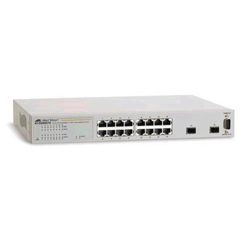 Allied telesis at-gs950/16 switch gigabit ethernet 16 porte gestibili rj-45 2 slot espansione montabile in rack colore bianco