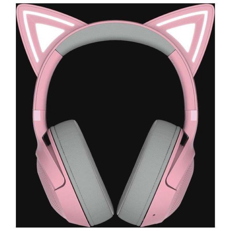 Razer kraken kitty v2 bt cuffie rgb wireless bluetooth con orecchie da gatto rosa