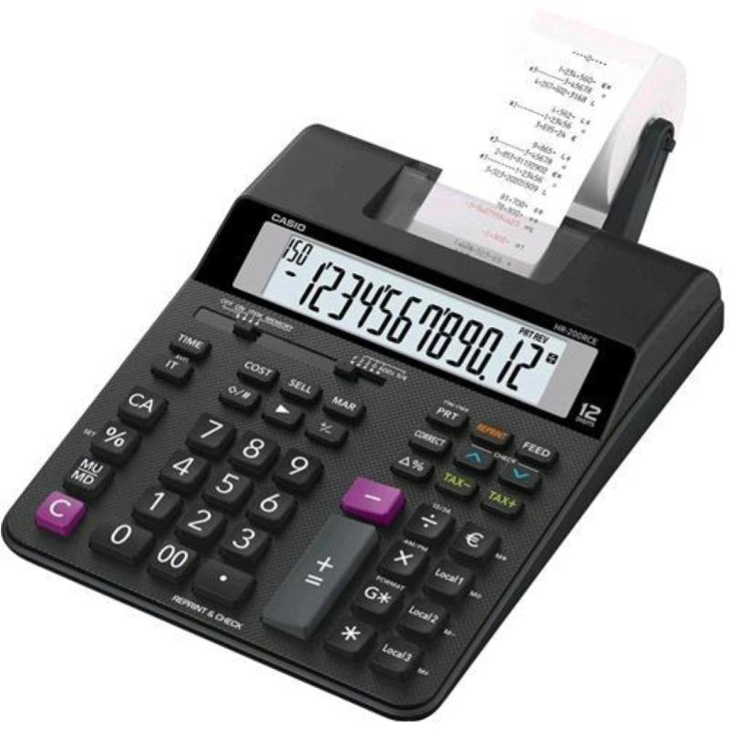 Casio hr-200rce-wa calcolatrice da tavolo professionale scrivente con display 12 cifre nero