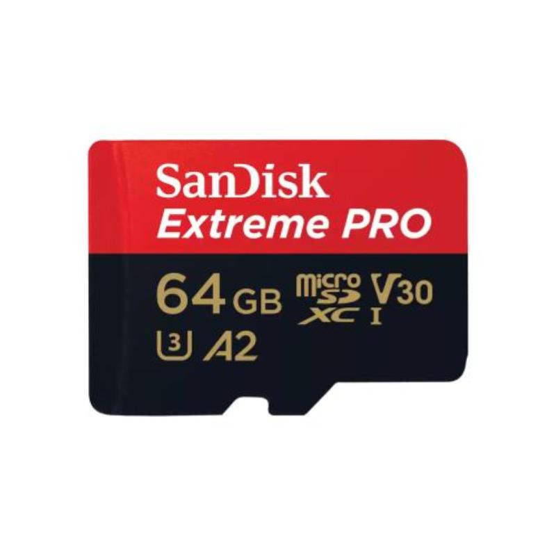 Image of Sandisk extreme pro - scheda di memoria flash (adattatore da microsdxc a sd in dotazione) - 64 gb - a2 / video class v30 / uhs-i u3 / class10 - uhs-i microsdxc