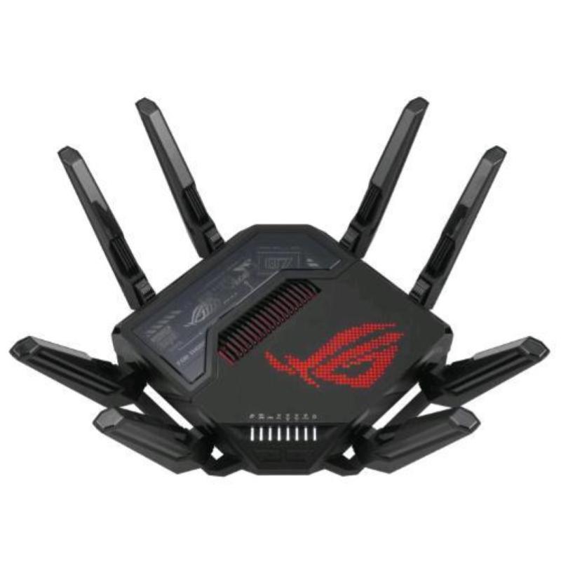Image of Asus rog rapture gt-be98 router wifi 7 quad band 320 mhz 4096-qam multi-link doppie porte 10g wan di backup sicurezza di rete supporto aimesh nero