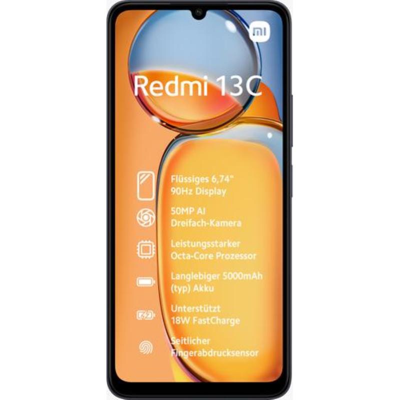 Image of Smartphone xiaomi redmi 13c 4+128 mzb0fm7eu black 6,74 dualsim mt helio g85 4gb 128gb 50+2+8mpx android 13