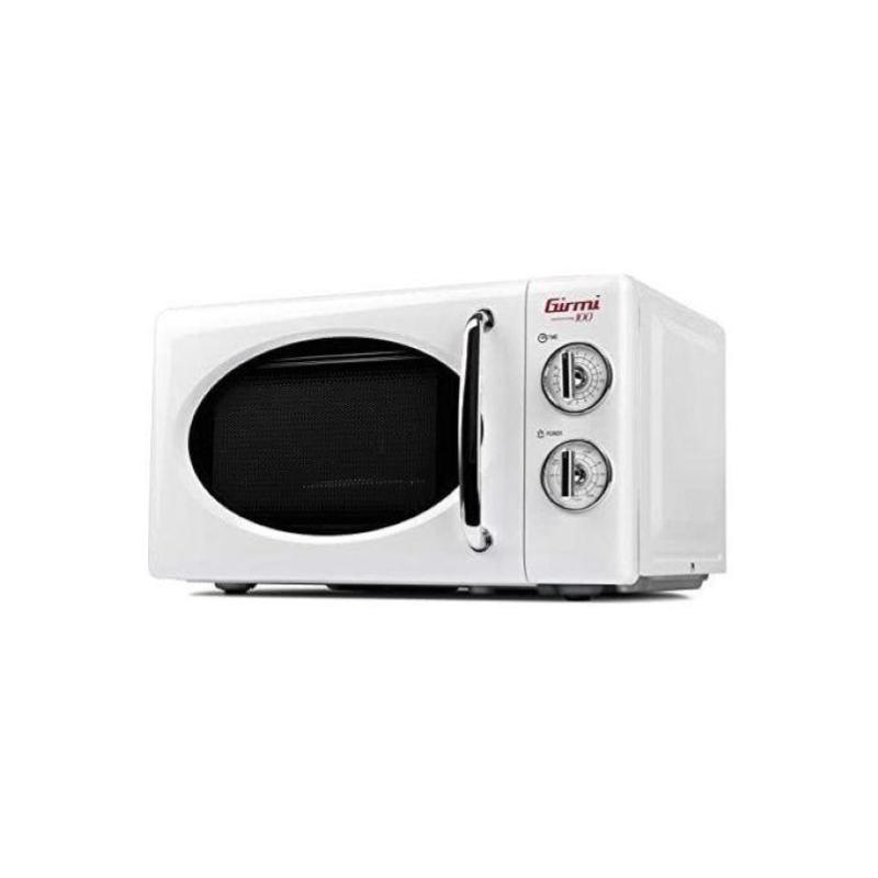 Image of Girmi fm2101 design vintage forno microonde con grill capacita` 20 litri potenza 700w+800w 3 modalita` di cottura metallo-bianco