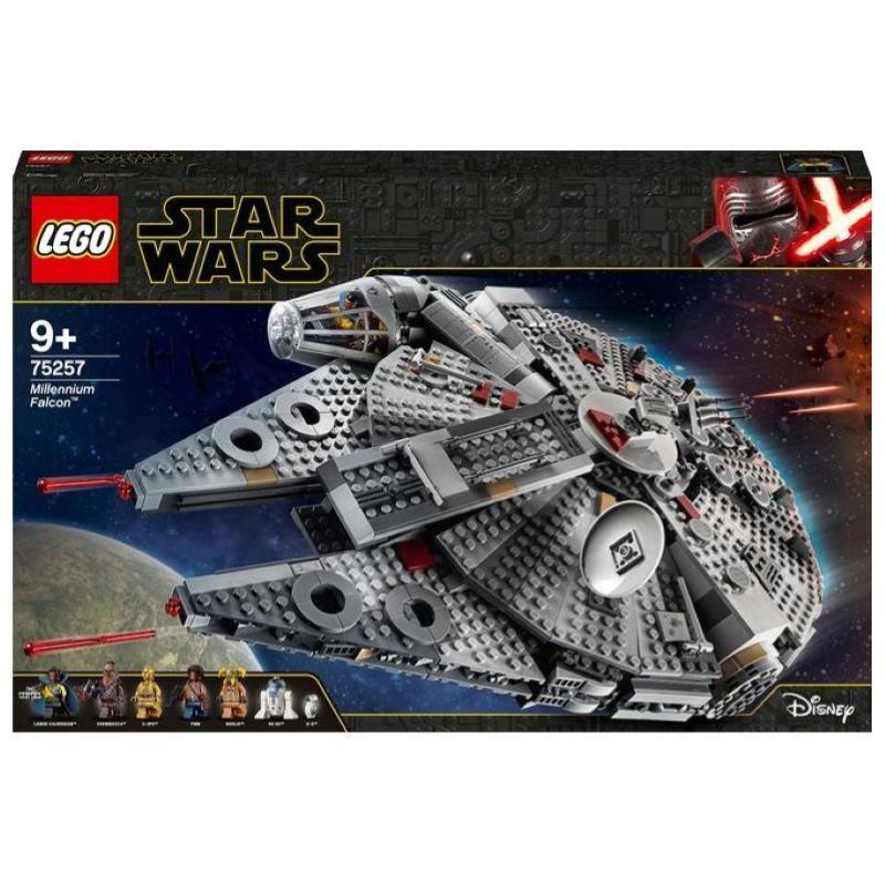 Lego star wars 75257 millennium falcon, modellino da costruire con 7 personaggi, collezione: l`ascesa di skywalker
