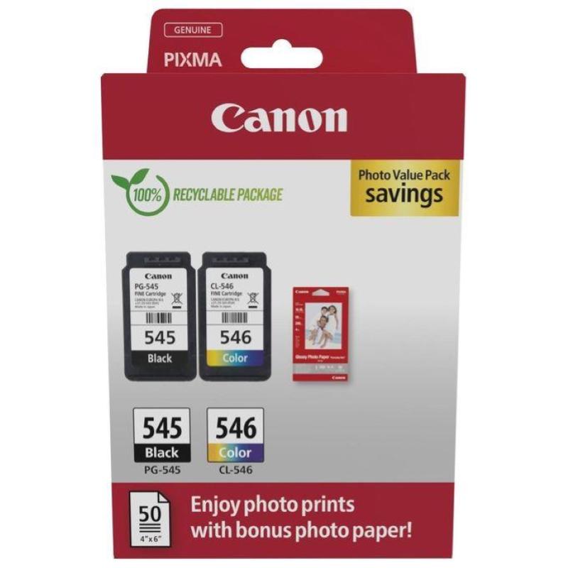 Image of Canon pg-545 - cl-546 cartuccia d`inchiostro photo value pack nero-ciano-magenta-giallo