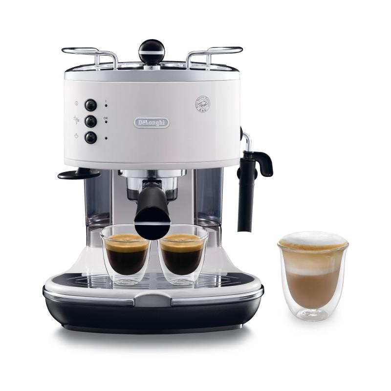 Image of Delonghi eco311.w icona macchina da caffe` sistema manuale potenza 1100 w capacita` 1,4 litri cappuccino system porta filtro bianco