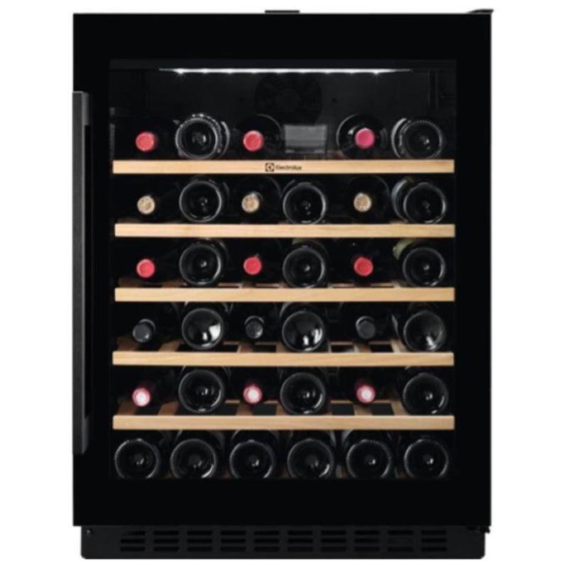Image of Electrolux ewus052b5b cantinetta vino singlezone 52 bottiglie classe energetica g 6 ripiani in legno autoventilato 82cm nero