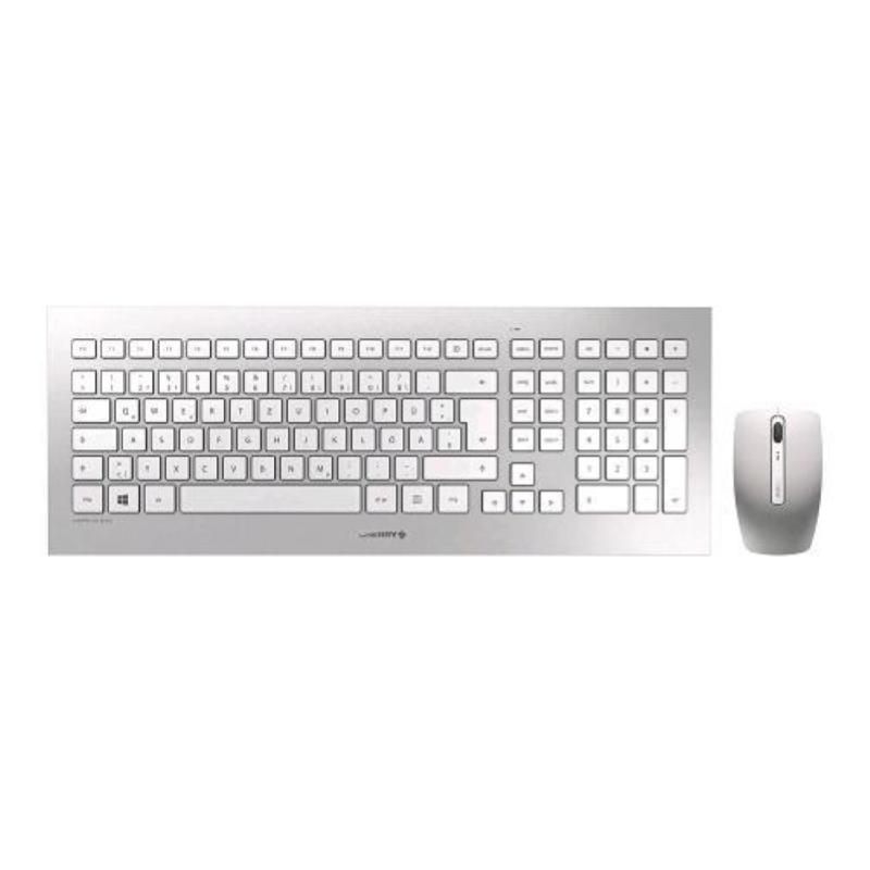 Image of Cherry dw 8000 tastiera e mouse ottico wireless 2.000 dpi 3 tasti layout tedesco argento bianco