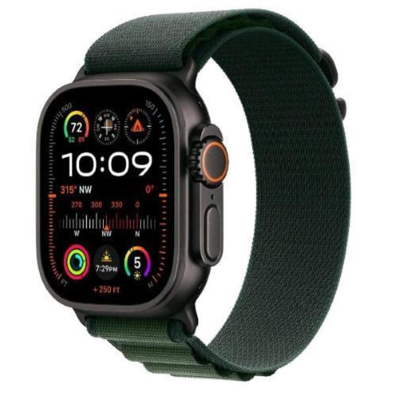 Image of Apple watch ultra 2 gps + cellular 4g 49mm cassa in Titanium nero cinturino alpine loop verde scuro - medium cod030