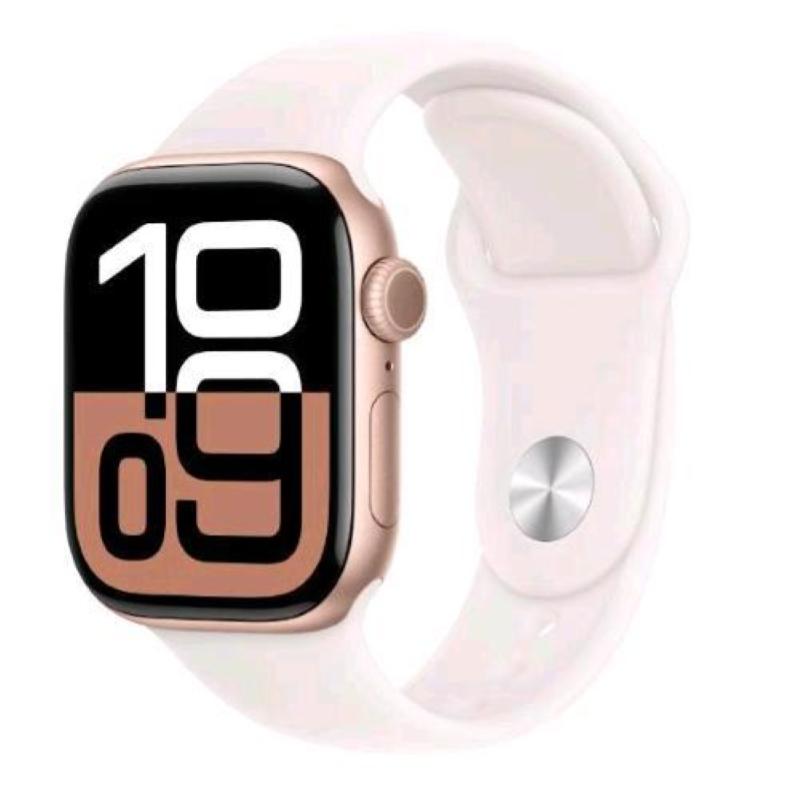Image of Apple watch series 10 gps 46mm cassa in alluminio rose oro cinturino sport rosa fard - m/l cod030