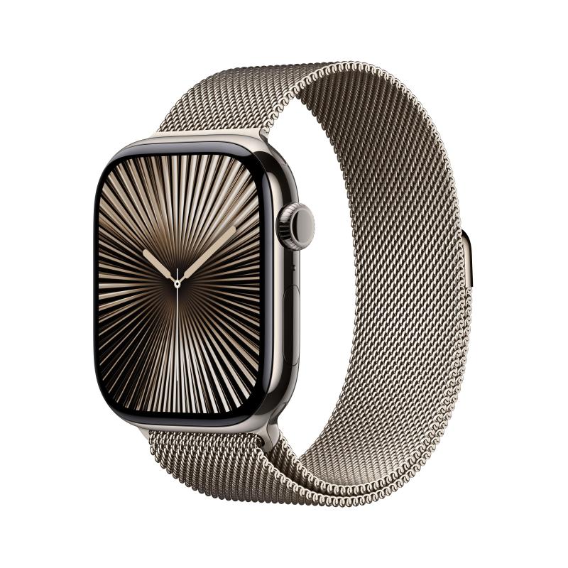 Image of Apple watch series 10 gps + cellular 4g 46mm cassa in Titanium naturale cinturino loop milanese Titanium naturale - s/m cod030