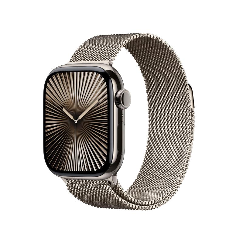 Image of Apple watch series 10 gps + cellular 4g 42mm cassa in Titanium naturale cinturino loop milanese Titanium naturale cod030