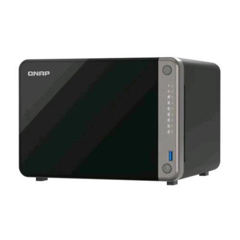 Qnap ts-ai642-8g nas chassis tower arm cortex-a76 quad-core ram 8gb 6 bay hdd sata iii 2.5/3.5 hot swap 2 porte lan rj-45 black