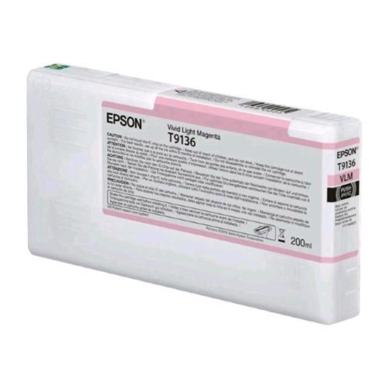 Image of Epson t9136 cartuccia ink vivid magenta chiaro 200 ml per surecolor sc-p5000, sc-p5000 std spectro, sc-p5000 violet, sc-p5000 violet spectro cod030