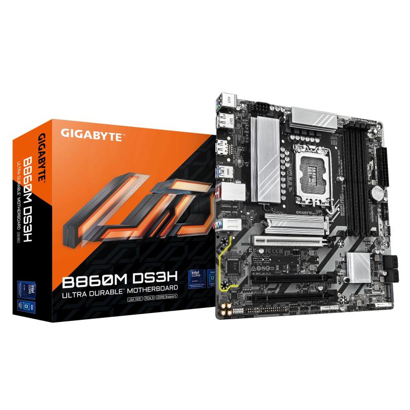 Gigabyte b860m ds3h scheda madre - cpu intel core ultra, vrm a 5+1+2+1 fasi, fino a 9066mhz ddr5, 1xpcie 5.0 + 1xpcie 4.0 m.2, lan 2,5 gbe, usb 3.2 gen 2