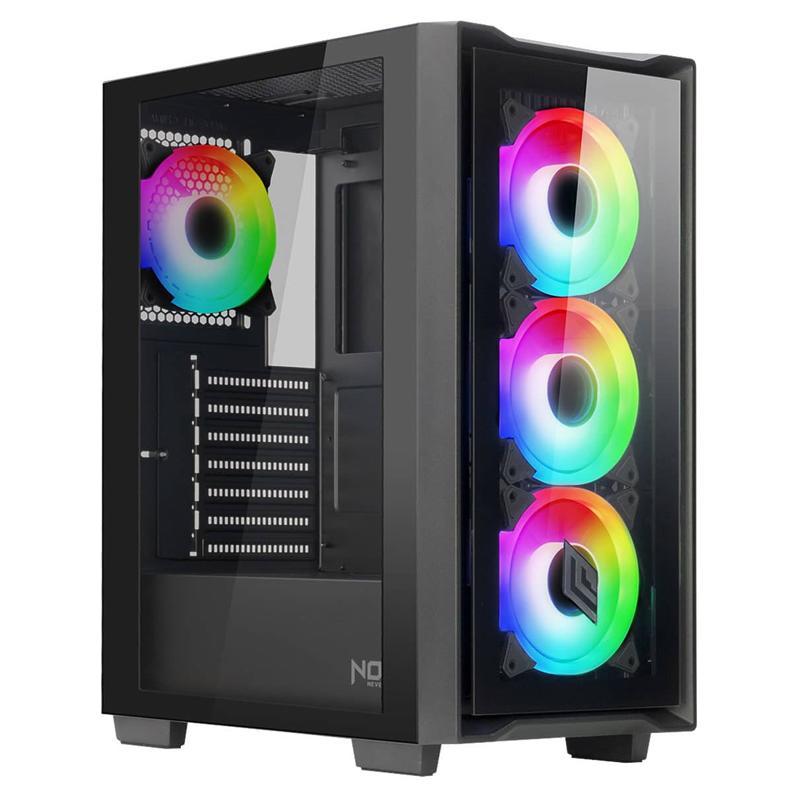 Noua smash s101-4 fan - case mid tower - doppio vetro temp. - 4 ventole preinstallate argb - dissipazione a liquido