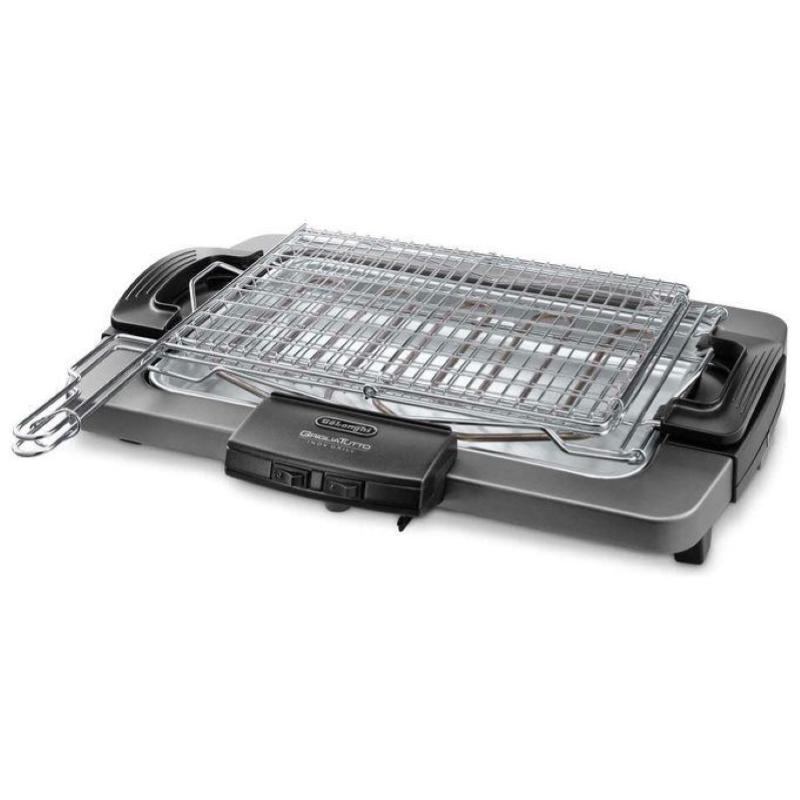 De longhi bistecchiera elettrica con piastra antiaderente con doppia griglia girevole 2450 watt grigio
