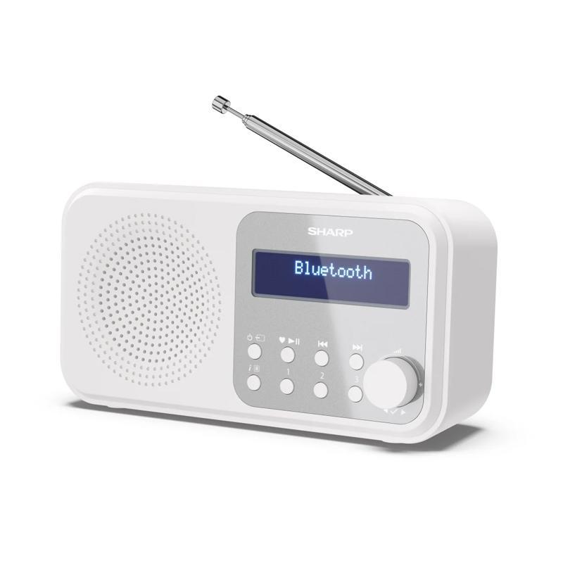 Sharp dr-p420(wh) radio digitale portatile dab dab+ fm con rds bluetooth 5.0 funzione sveglia jack 3.5mm alimentazione usb o batteria con antenna telescopica bianco