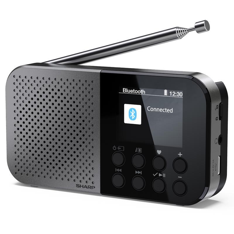 Sharp dr-p520(gy) radio digitale portatile display lcd bluetooth lettore audio mono dab+/fm doppia sveglia grigio
