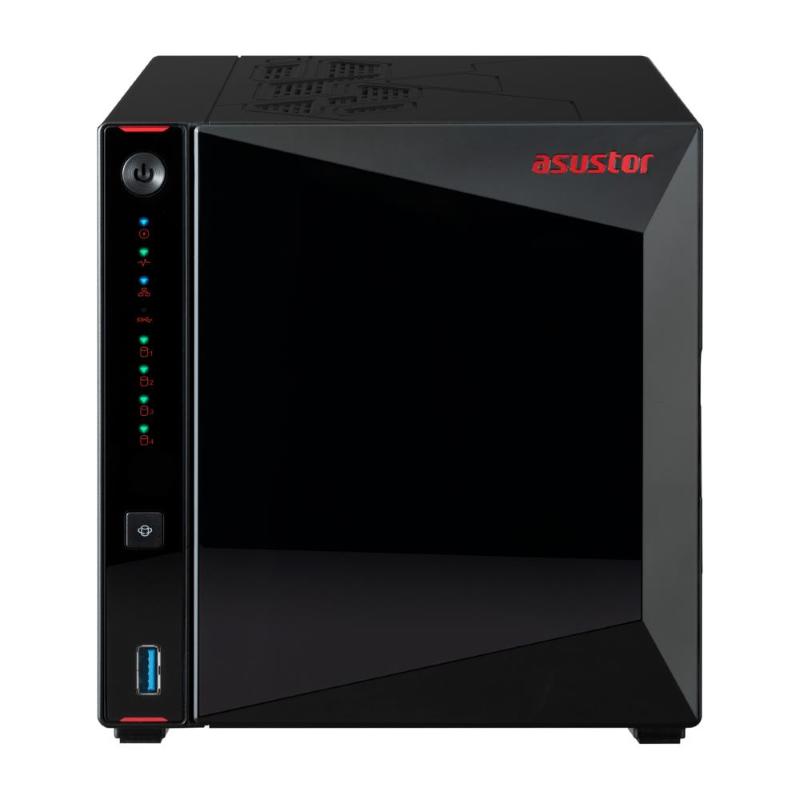 Asustor nas tower 4 bay + 4xm.2 nvme , intel celeron n5105 quad-core, 4gb ram (max 16gb), 2x2.5 gbe, 3xusb 3.2 gen-2 .. as5404t