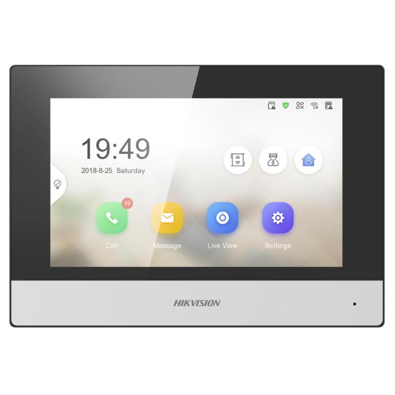 Hikvision postazione da interno 7 ip touch screen microfono e speaker wifi lan 12vdc/poe 6w - ds-kh6320-wte1