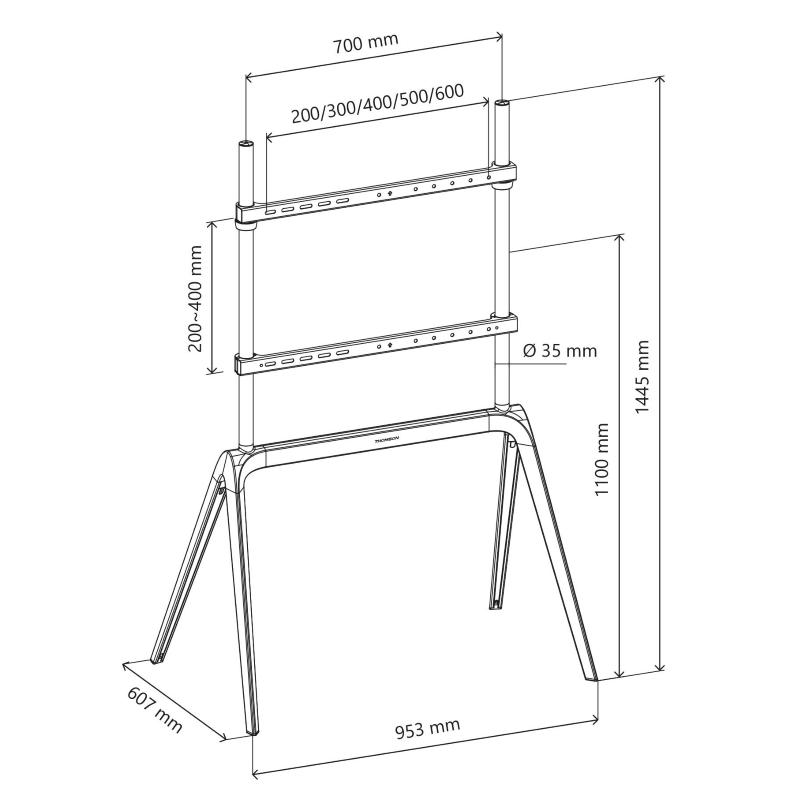 Thomson s604 supporto tv metallo 65-86`` 60kg vesa 200x200 600x400 staffa parete