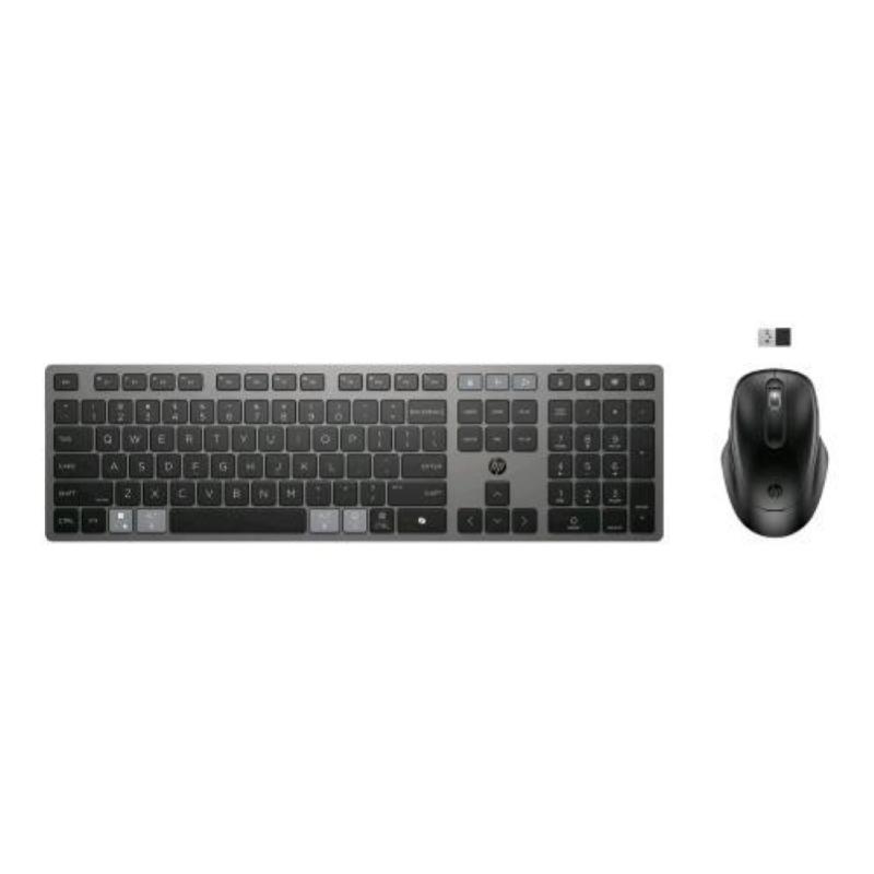 Image of Hp 725 kit tastiera + mouse multidispositivo ricaricabile 2.4ghz blutooth qwerty grigio nero cod030
