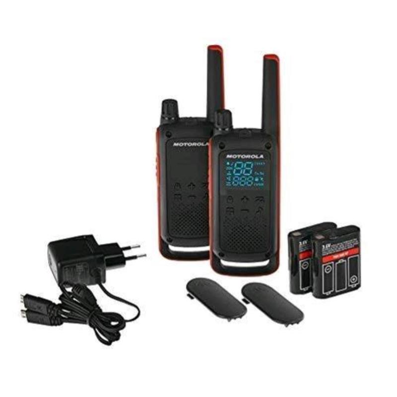Motorola t82 extreme walkie talkie 16 canali raggio 10.000mt nero/rosso