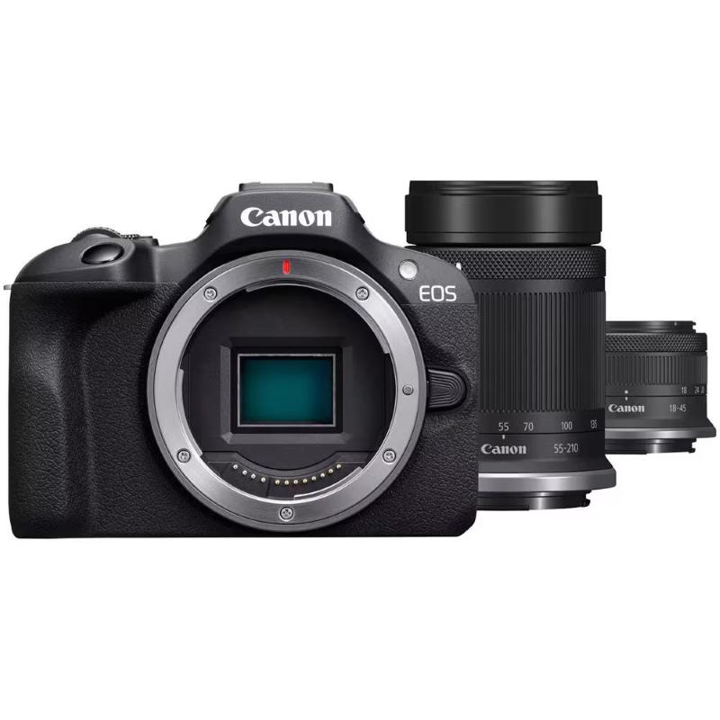 Fotocamera mirrorless canon eos r100 kit 18-45mm + 55-210mm is stm 