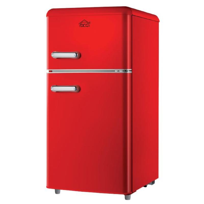 Image of Dcg frigo doppia porta linea retro` 100lt e rosso mf100rcdp cod030