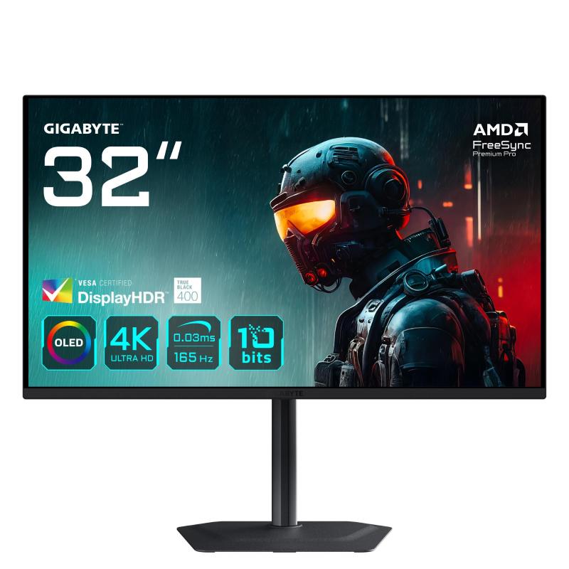 Image of Gigabyte mo32u monitor 31,5 qd-oled 165hz 4k 0,03ms multimediale pivot usb-c 2*hdmi/displayport cod030
