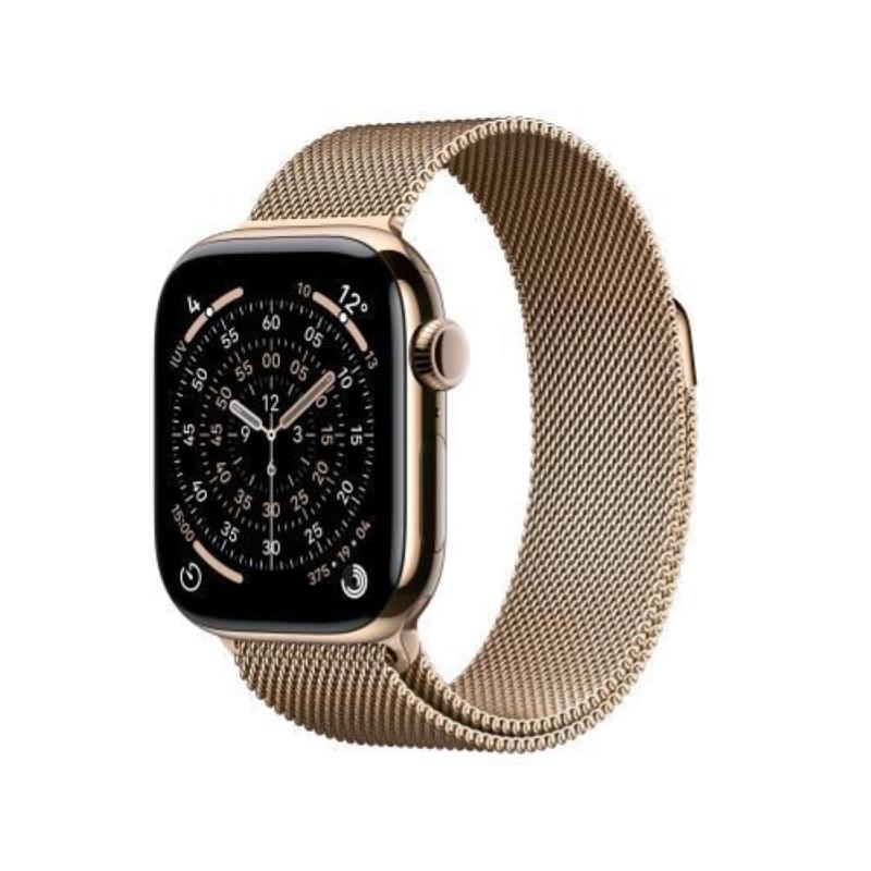 Image of Apple watch series 11 gps + cellular 5g 42mm cassa Titanium oro con loop in maglia milanese oro cod030