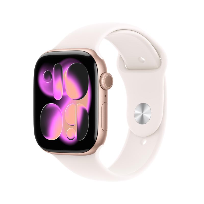 Apple watch 11 46mm gps allumi oro rosa rosa fard sport band m/l 2025