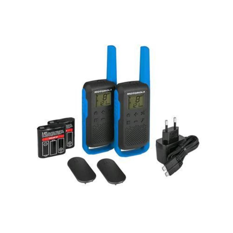 Motorola talkabout t62 walkie talkie 16 canali raggio 8.000mt blu/nero