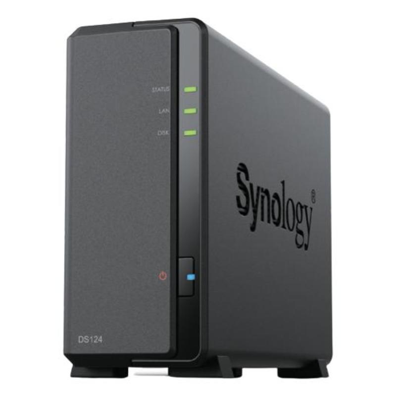Nas tower synology ds124 1xhdd nohdd 3.5``/2.5`` sata 1x1gbe lan 1gb ram cpu 4c 1.7 ghz realtek rtd1619b