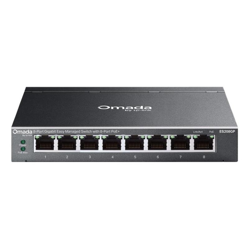 Switch 8p lan gigabit poe+ tp-link es208gp easy managed 4p gigabit poe (integ,contr.omada sdn)