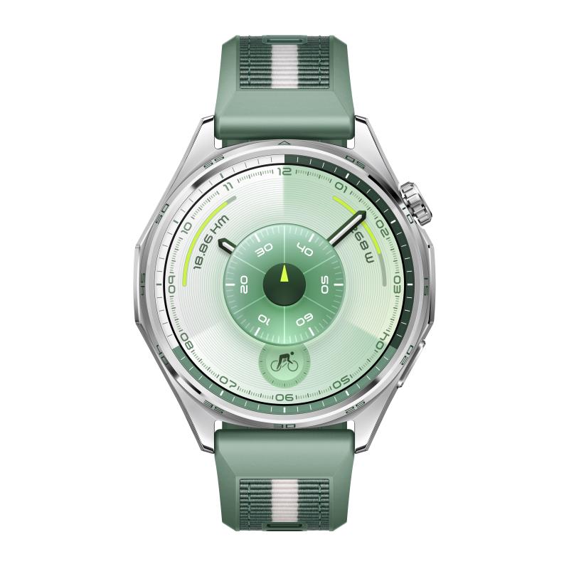 Huawei watch gt6, cassa 46mm in acciaio inossidabile e cinturino verde. compatibile con ios e android. fino a 21 giorni di