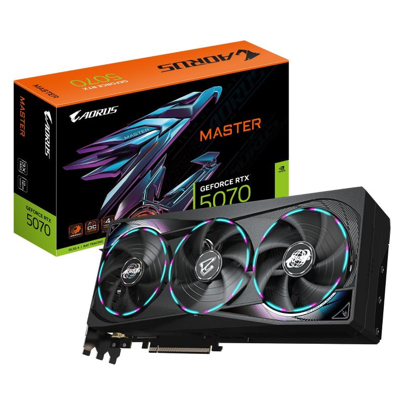 Gigabyte aorus geforce rtx 5070 master 12g scheda grafica - 12gb gddr7, 192 bit, pci-e 5.0, 2715 mhz core clock, 3 x dp 2.1a, 1