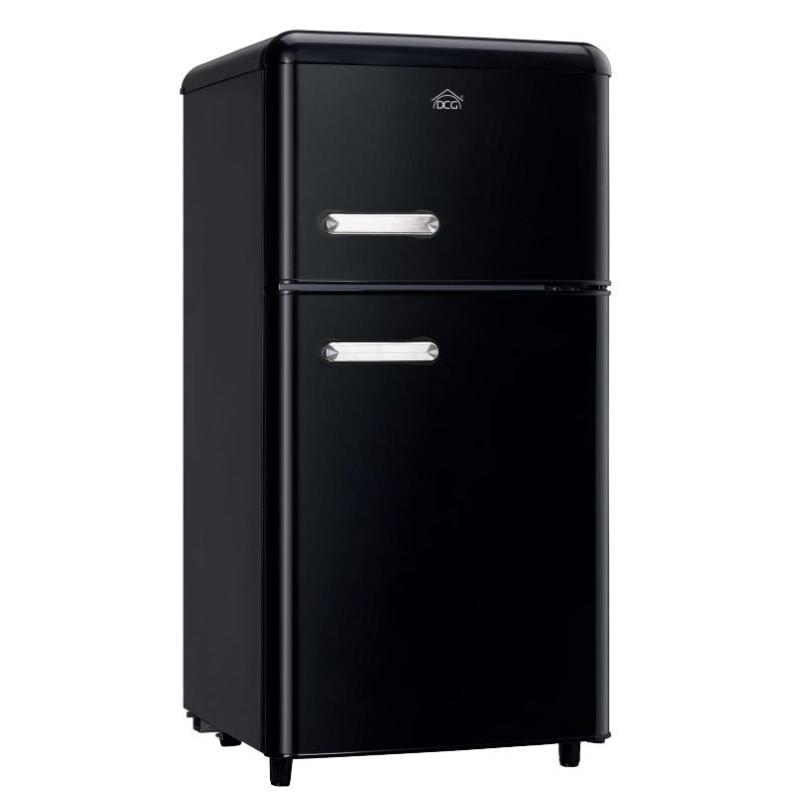 Dcg frigo doppia porta linea retro` 110lt e nero mf110bcdp
