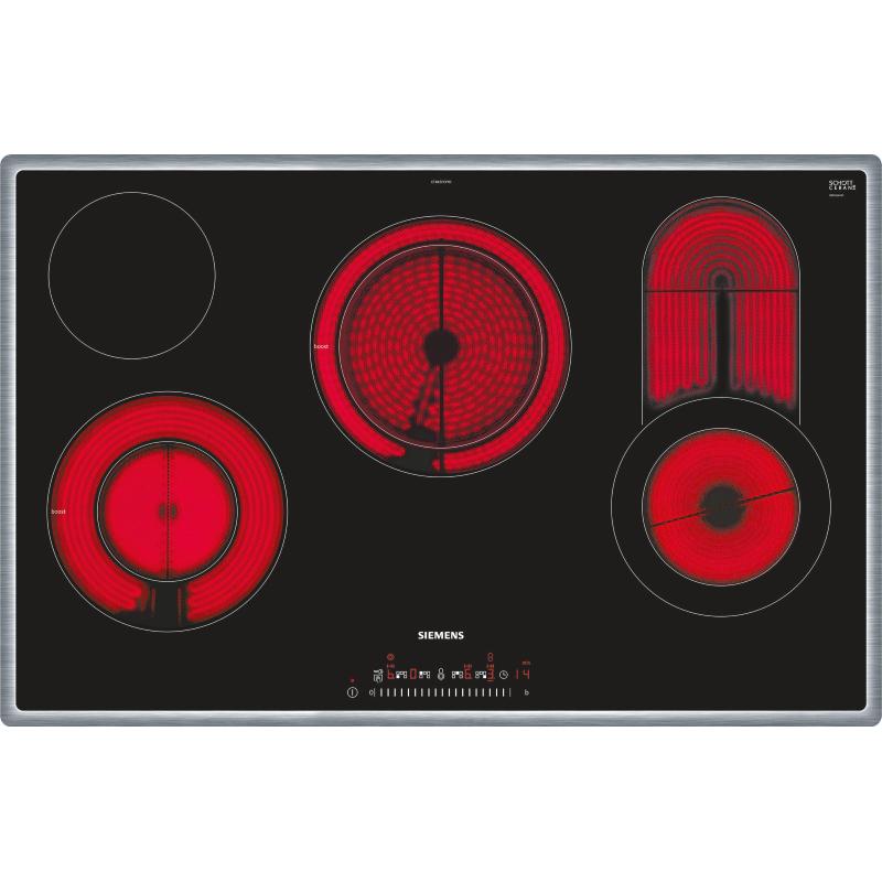 Siemens et845fcp1d piano cottura nero, acciaio inox da incasso ceramica 5 fornello(i)