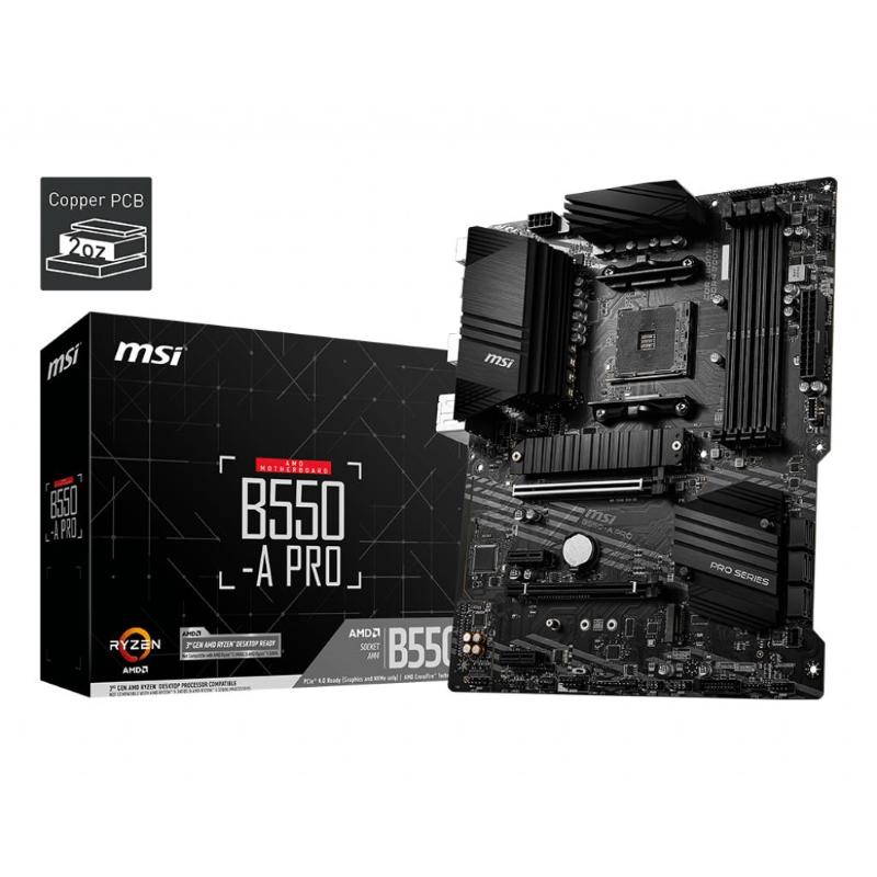 Msi mb amd b550, b550-a pro, am4, 4ddr4 2pci-e 2m2 6sata3