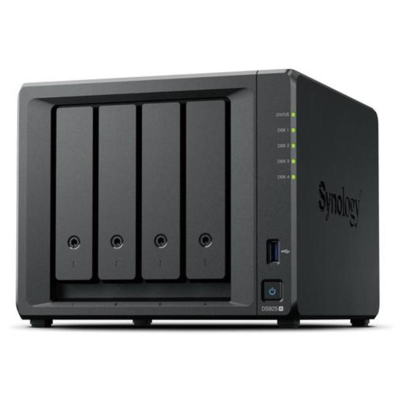 Nas synology ds925+ x 4hd/ssd 3.5/2.5sata-no hd-amd ryzen v1500b--ddr4 4gb-2p giga-2p usb-1p compatibilit solo con i dischi synology