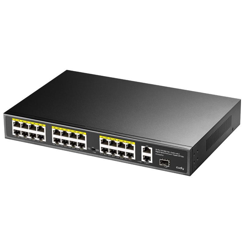 Cudy fs1026ps1 - switch 24-port 10/100m poe+ - 2 gigabit port- 1sfp 300w