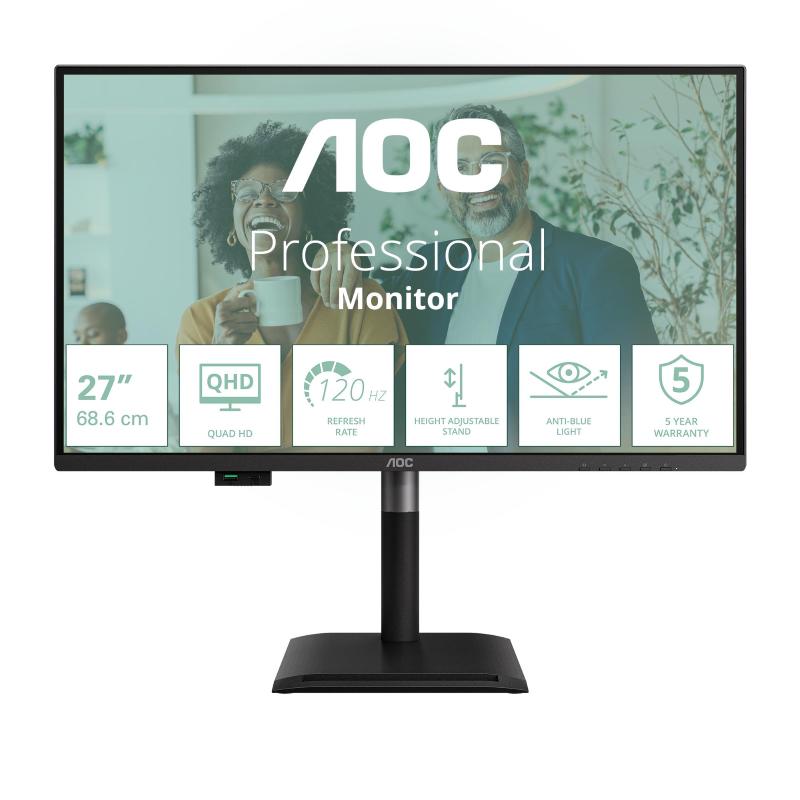 Aoc Q27P4C Monitor PC 27" Quad HD IPS 120 Hz (Nero - Blu)