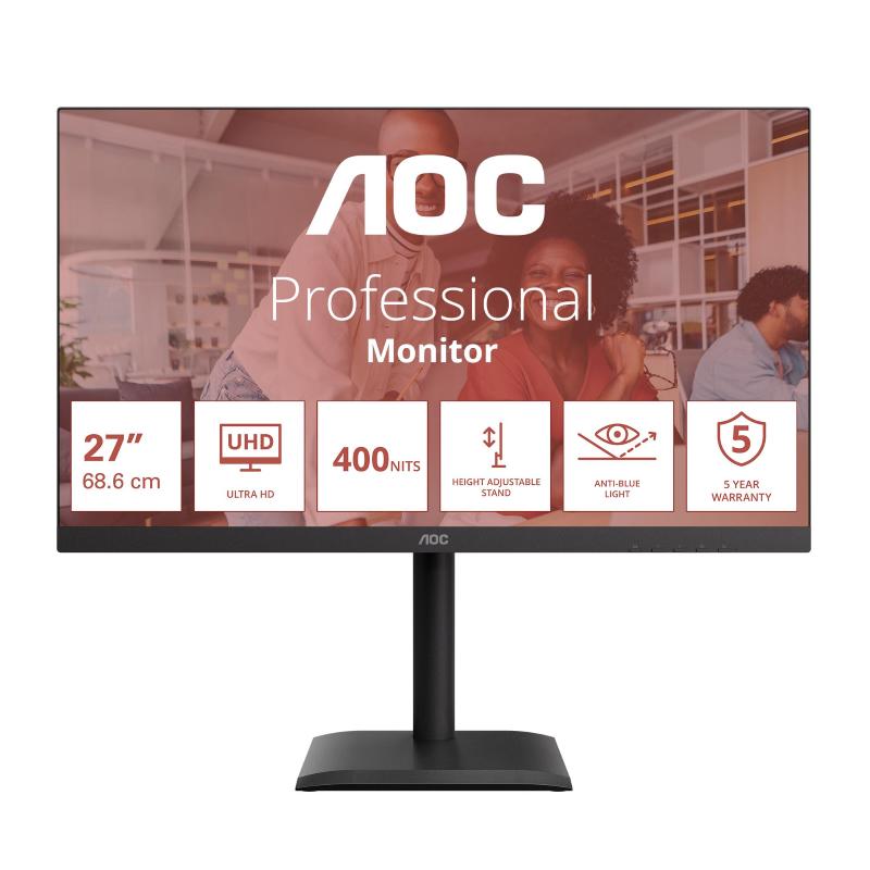 AOC E4 U27E4CV Monitor PC 68,6 cm (27"") 3840 x 2160 Pixel 4K Ultra HD LED Nero - Immagine 9